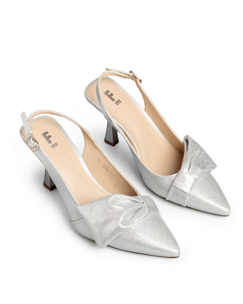 Zapatilla Plata Grabada Slingback Moño 344702